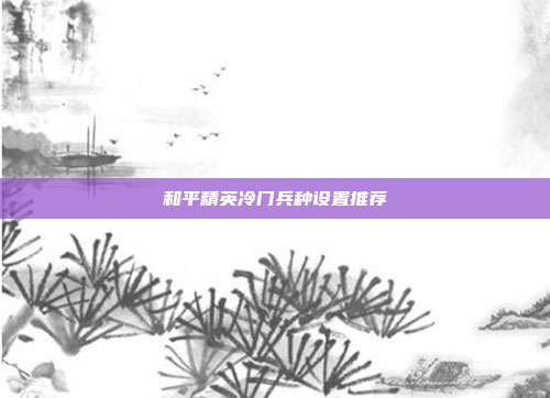 和平精英冷门兵种设置推荐
