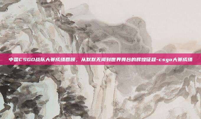 中国CSGO战队大赛成绩回顾,从默默无闻到世界舞台的辉煌征程-csgo大赛成绩