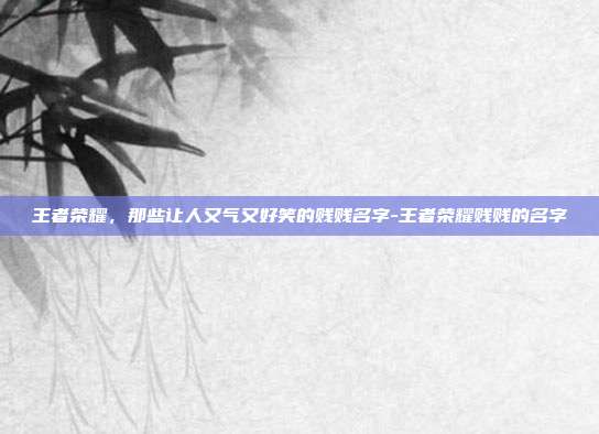 王者荣耀,那些让人又气又好笑的贱贱名字-王者荣耀贱贱的名字