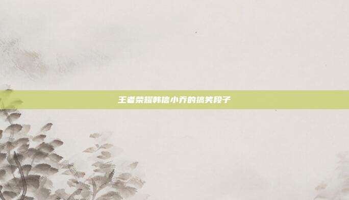 王者荣耀韩信小乔的搞笑段子