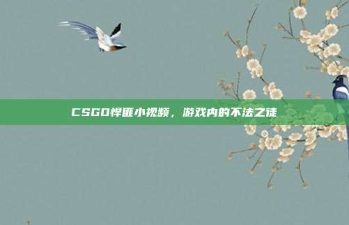 CSGO悍匪小视频,游戏内的不法之徒