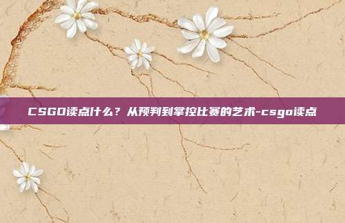 CSGO读点什么?从预判到掌控比赛的艺术-csgo读点