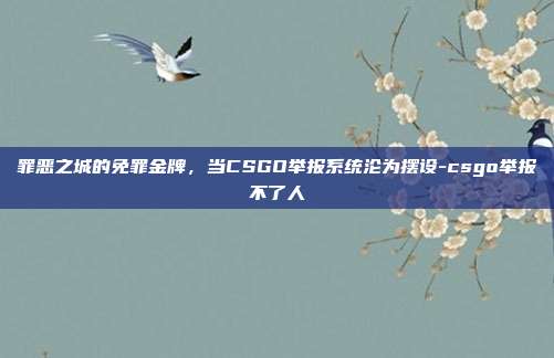 罪恶之城的免罪金牌,当CSGO举报系统沦为摆设-csgo举报不了人