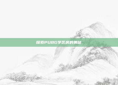 探索PUBG学区房的奥秘