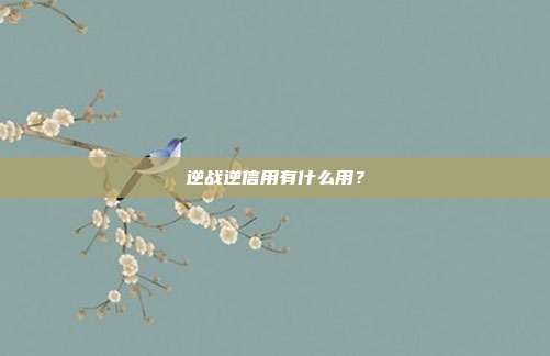 逆战逆信用有什么用?