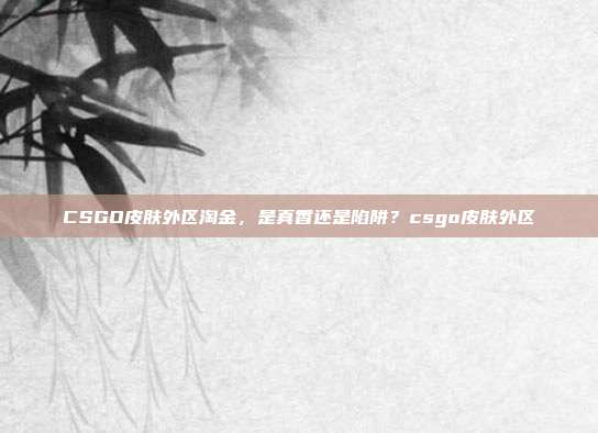 CSGO皮肤外区淘金,是真香还是陷阱?csgo皮肤外区
