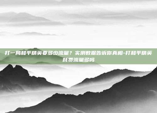 打一局和平精英要多少流量?实测数据告诉你真相-打和平精英耗费流量多吗