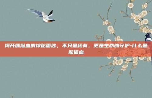 揭开熊猫血的神秘面纱,不只是稀有,更是生命的守护-什么是熊猫血