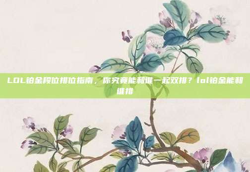 LOL铂金段位排位指南,你究竟能和谁一起双排?lol铂金能和谁排