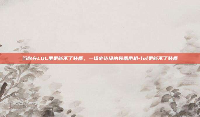 当你在LOL里更新不了装备,一场史诗级的装备危机-lol更新不了装备
