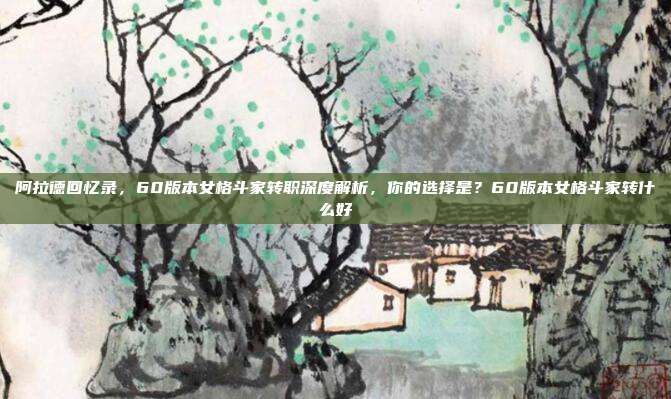 阿拉德回忆录,60版本女格斗家转职深度解析,你的选择是?60版本女格斗家转什么好