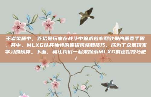 王者荣耀中，连招是玩家在战斗中追求效率和效果的重要手段。其中，MLXG以其独特的连招风格和技巧，成为了众多玩家学习的榜样。下面，就让我们一起来探索MLXG的连招技巧吧！