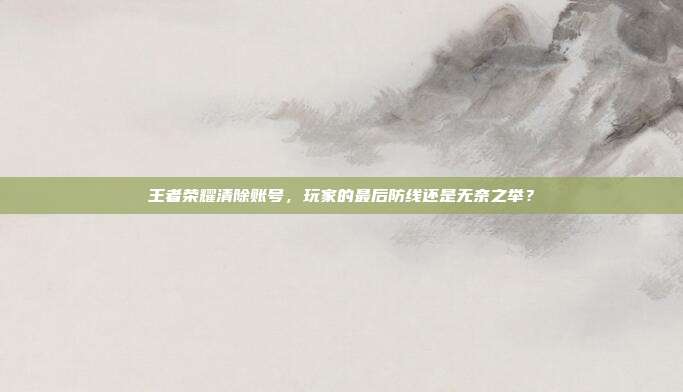 王者荣耀清除账号,玩家的最后防线还是无奈之举?