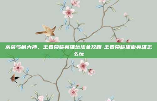 从菜鸟到大神，王者荣耀英雄玩法全攻略-王者荣耀里面英雄怎么玩