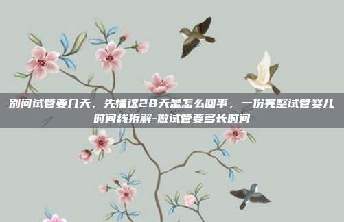 别问试管要几天，先懂这28天是怎么回事，一份完整试管婴儿时间线拆解-做试管要多长时间