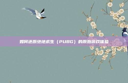 如何还原绝地求生(PUBG)的原始游戏体验