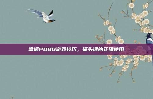 掌握PUBG游戏技巧，探头键的正确使用