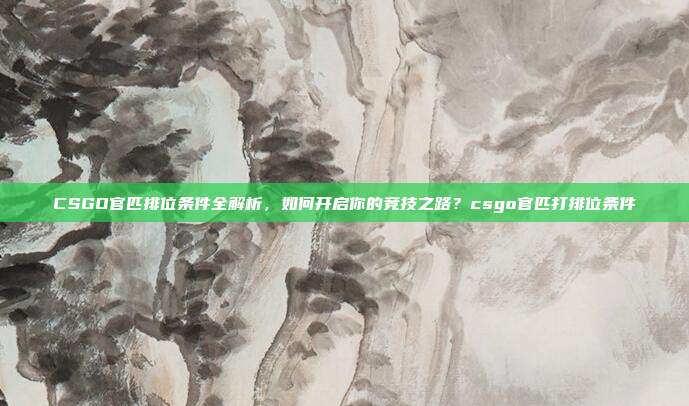 CSGO官匹排位条件全解析,如何开启你的竞技之路?csgo官匹打排位条件