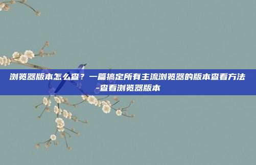 浏览器版本怎么查?一篇搞定所有主流浏览器的版本查看方法-查看浏览器版本