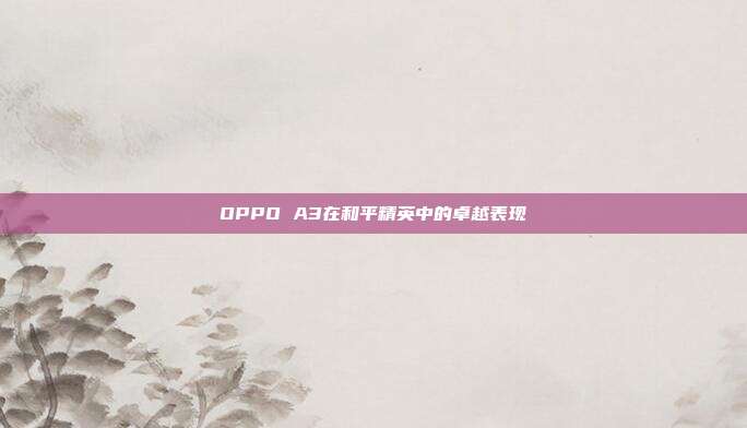 OPPO A3在和平精英中的卓越表现