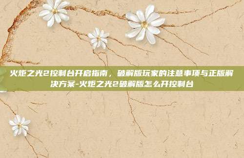 火炬之光2控制台开启指南，破解版玩家的注意事项与正版解决方案-火炬之光2破解版怎么开控制台