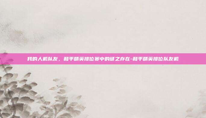 我的人机队友,和平精英排位赛中的谜之存在-和平精英排位队友机