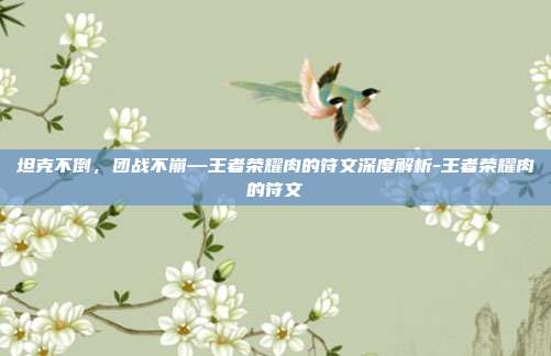 坦克不倒，团战不崩—王者荣耀肉的符文深度解析-王者荣耀肉的符文