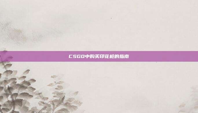 CSGO中购买印花枪的指南