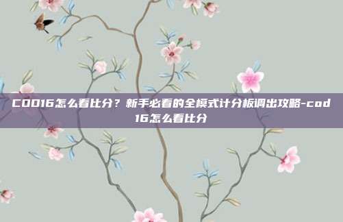 COD16怎么看比分?新手必看的全模式计分板调出攻略-cod16怎么看比分