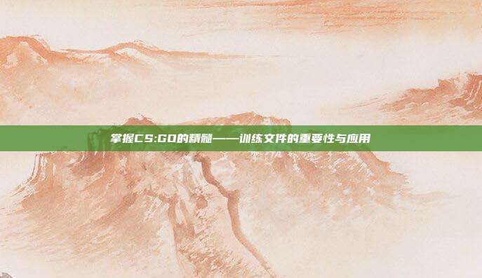 掌握CS:GO的精髓——训练文件的重要性与应用