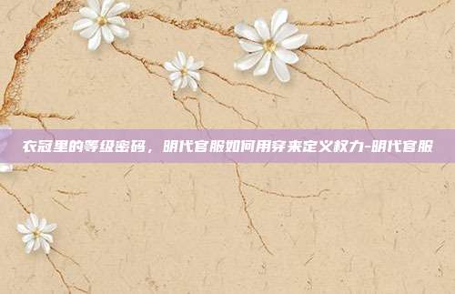 衣冠里的等级密码，明代官服如何用穿来定义权力-明代官服