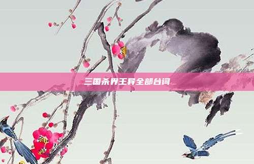 三国杀界王异全部台词