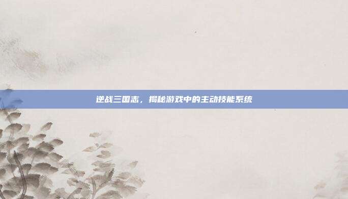 逆战三国志,揭秘游戏中的主动技能系统