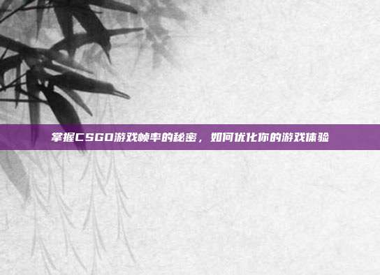 掌握CSGO游戏帧率的秘密，如何优化你的游戏体验