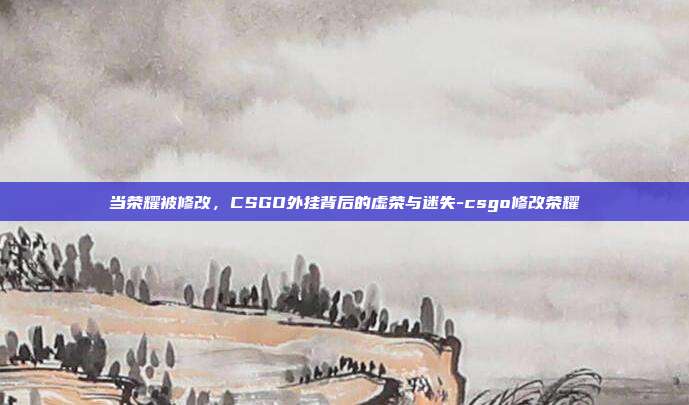 当荣耀被修改，CSGO外挂背后的虚荣与迷失-csgo修改荣耀