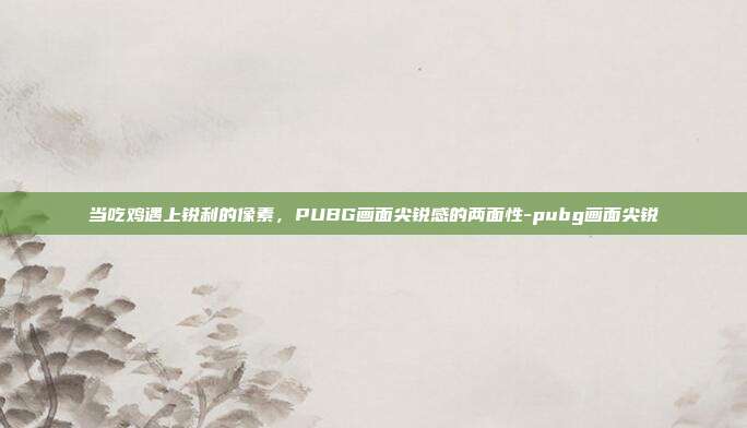 当吃鸡遇上锐利的像素，PUBG画面尖锐感的两面性-pubg画面尖锐