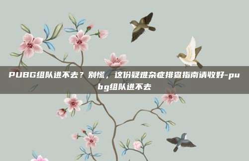 PUBG组队进不去？别慌，这份疑难杂症排查指南请收好-pubg组队进不去