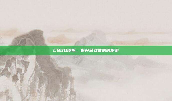 CSGO侦探,揭开游戏背后的秘密
