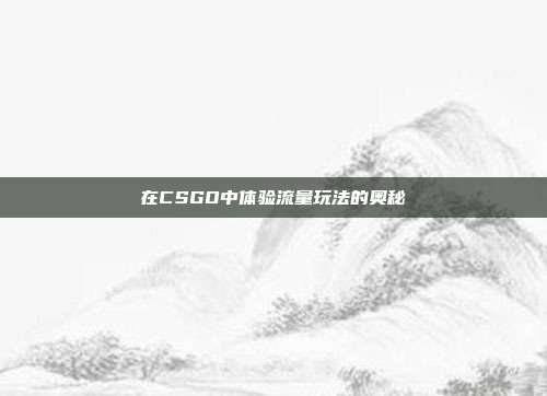 在CSGO中体验流量玩法的奥秘