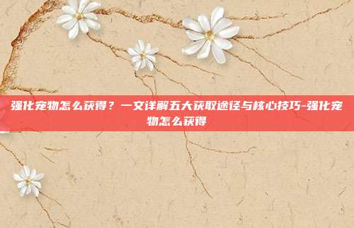 强化宠物怎么获得？一文详解五大获取途径与核心技巧-强化宠物怎么获得