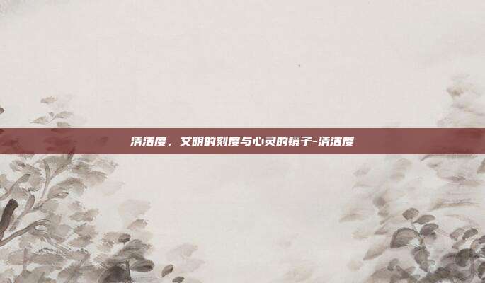 清洁度，文明的刻度与心灵的镜子-清洁度
