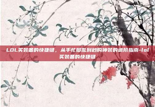 LOL买装备的快捷键,从手忙脚乱到秒购神装的进阶指南-lol买装备的快捷键