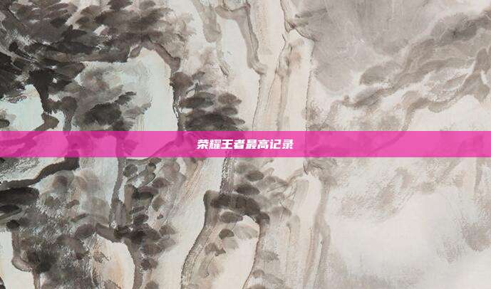 荣耀王者最高记录
