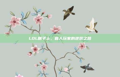 LOL瞎子上,盲人玩家的逆袭之路