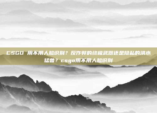 CSGO 用不用人脸识别?反作弊的终极武器还是隐私的洪水猛兽?csgo用不用人脸识别