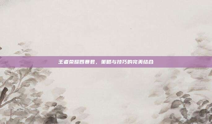 王者荣耀四暴君,策略与技巧的完美结合