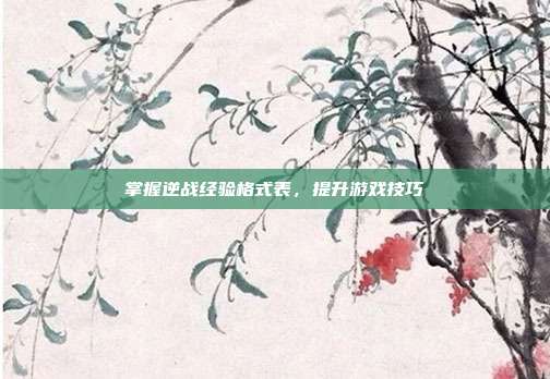 掌握逆战经验格式表,提升游戏技巧