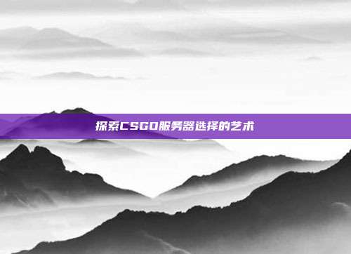 探索CSGO服务器选择的艺术