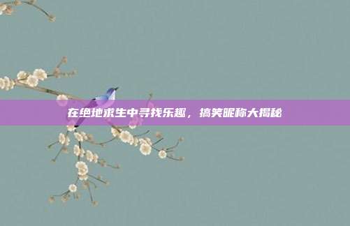在绝地求生中寻找乐趣,搞笑昵称大揭秘