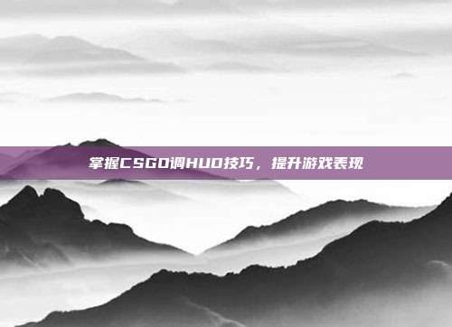 掌握CSGO调HUD技巧,提升游戏表现